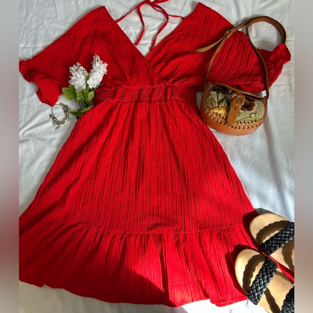 Women’s Red Flowy Backless Dress